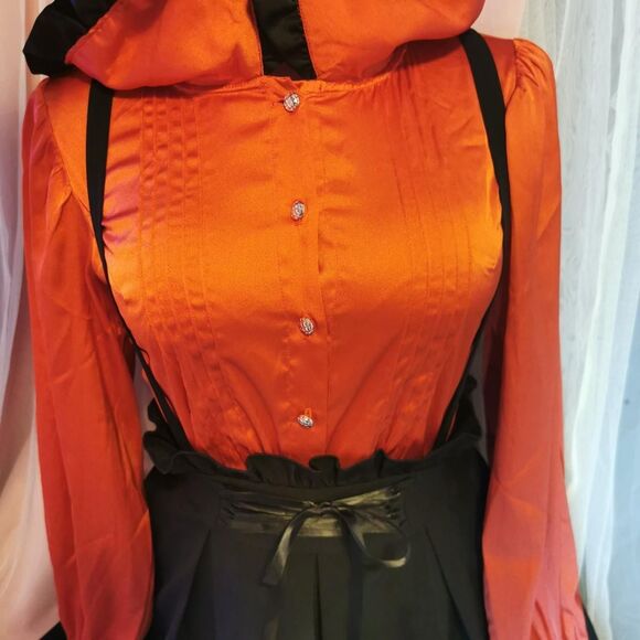 MA*RS Outfit Small Jirai Kei Set Black Red Goth Halloween Blouse Skirt Cosplay - Picture 5 of 7